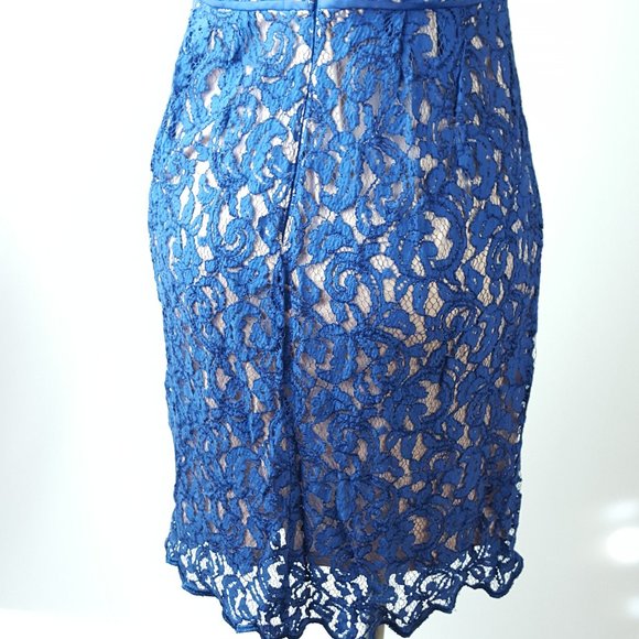 Coldwater Creek Women p12 Royal Blue Lace Overlay Lined Dress - Picture 7 of 12